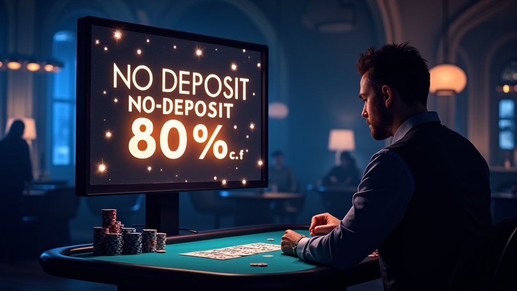 Pantalla de casino con bono sin depósito y condiciones de acceso visibles